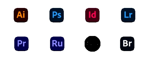 Logos des logiciels de graphisme utilisés